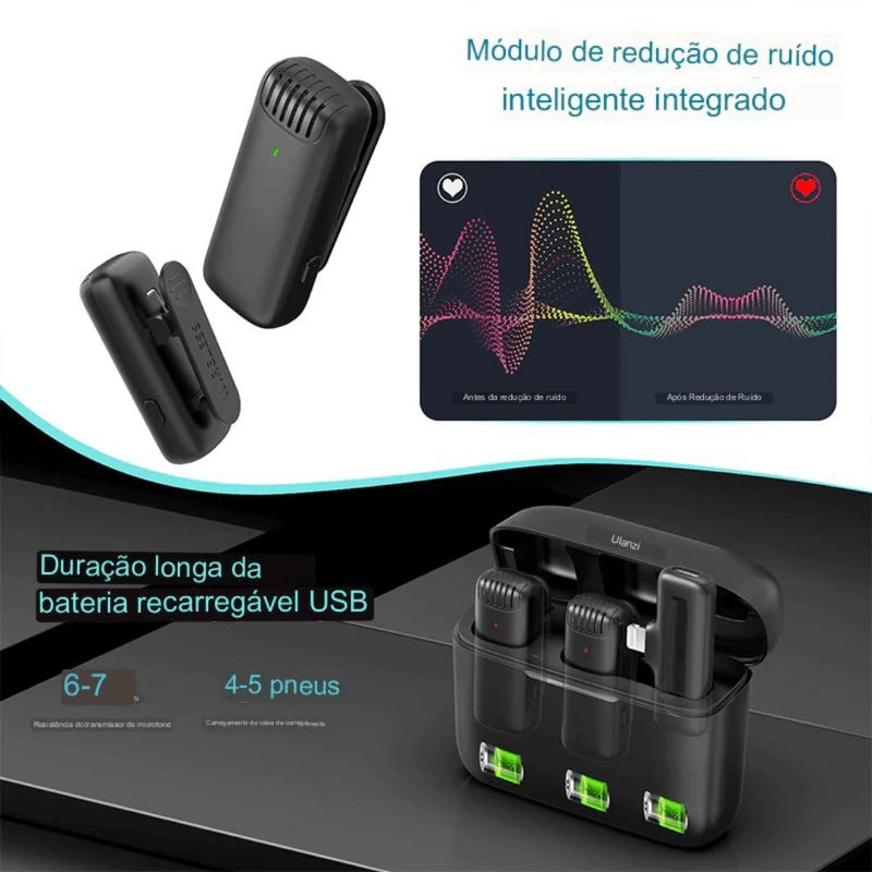 Microfone de Lapela Sem Fio Ulanzi J12 Profissional