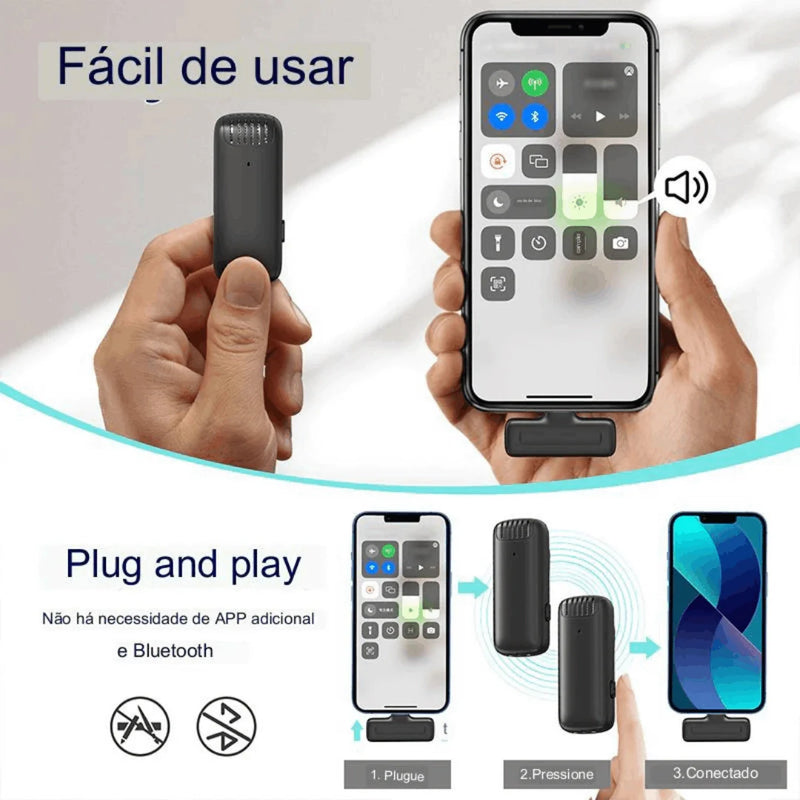 Microfone de Lapela Sem Fio Ulanzi J12 Profissional